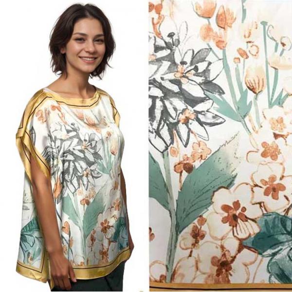 wholesale 3662 - Satin Toppers 10274 - Gold Border Floral - One Size Fits Most