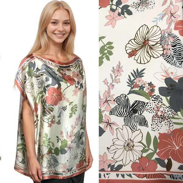 3662 - Satin Toppers 10206 - Coral Border Floral - 