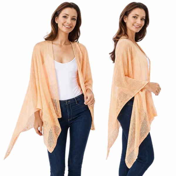 wholesale 1C15 - Light Weight Knit Ruanas Light Orange - One Size Fits All