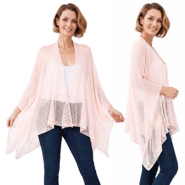 wholesale 1C15 - Light Weight Knit Ruanas Light Pink - One Size Fits All