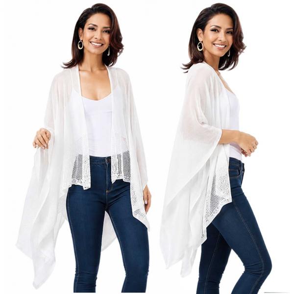 wholesale 1C15 - Light Weight Knit Ruanas White - One Size Fits All