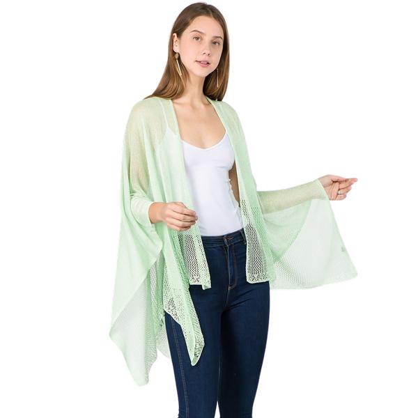 Wholesale 1C15 - Knit Ruanas Light Green* - One Size Fits All