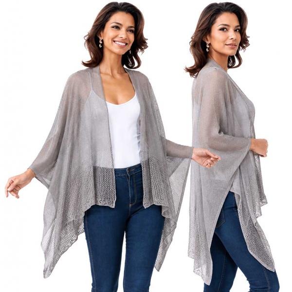 wholesale 1C15 - Light Weight Knit Ruanas Grey - One Size Fits All
