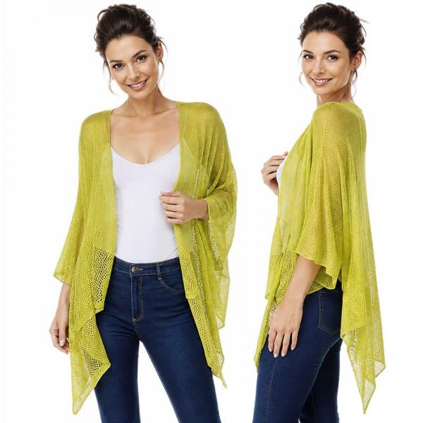 wholesale 1C15 - Light Weight Knit Ruanas Leaf Green - One Size Fits All