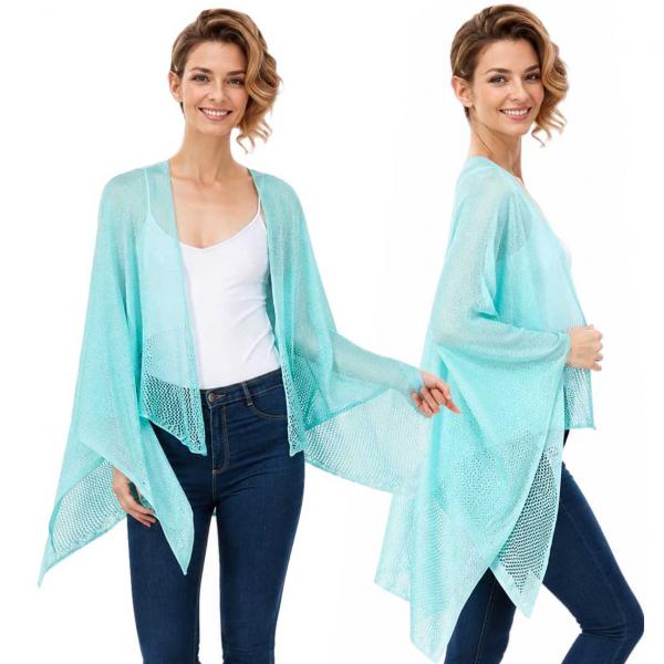wholesale 1C15 - Light Weight Knit Ruanas Mint - One Size Fits All