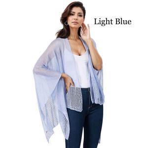 1C15 - Light Weight Knit Ruanas Light Blue - One Size Fits All