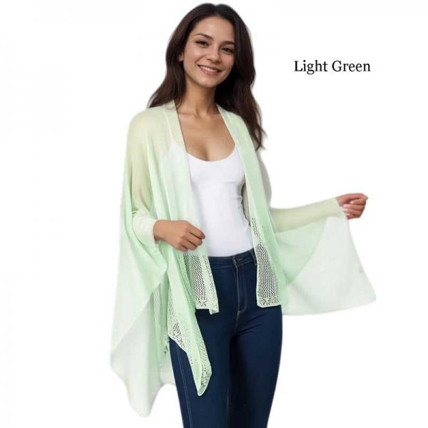 wholesale 1C15 - Light Weight Knit Ruanas Light Green - One Size Fits All