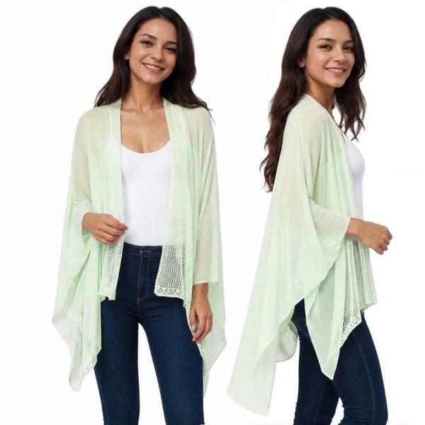 wholesale 1C15 - Light Weight Knit Ruanas Light Green - One Size Fits All