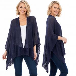 1C15 - Light Weight Knit Ruanas Navy - One Size Fits All