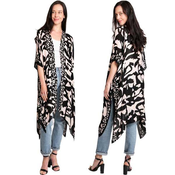 Wholesale 3668 - Jessica's Kimonos  2148 - Black and White African <br>Kimono - One Size Fits Most
