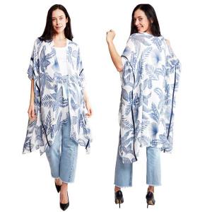 Wholesale  2107 - Blue Leaves<br> Kimono - 