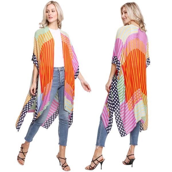 Wholesale 3668 - Jessica's Kimonos  2106/1 - Stripe and Dash Print<br>
Kimono - One Size Fits Most