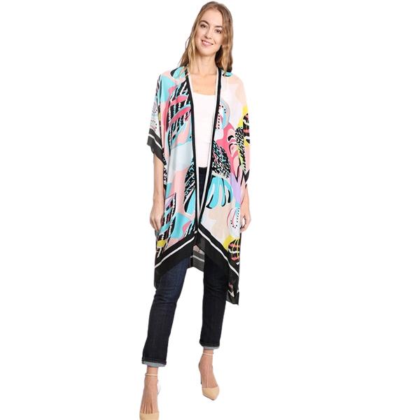 Wholesale 3668 - Jessica's Kimonos  3016/1 - Tropical Leaves Print<br>
Kimono - One Size Fits Most