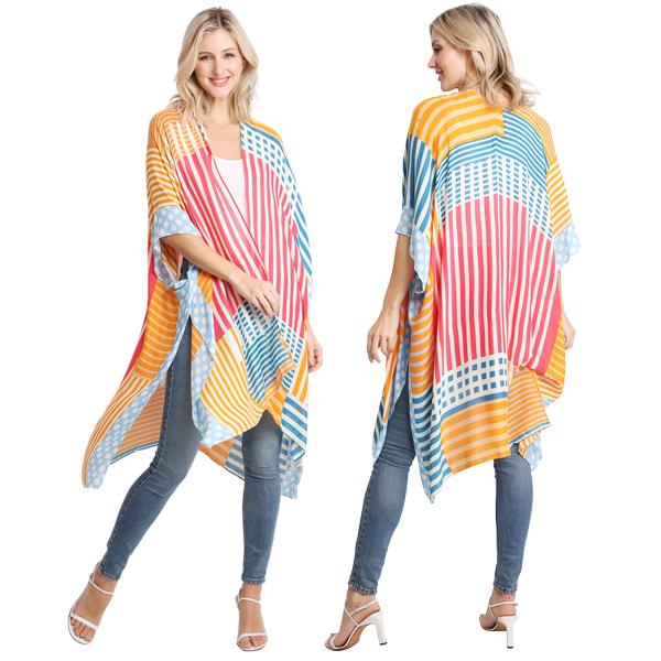 Wholesale 3668 - Jessica's Kimonos  2106/2 - Stripe and Dash Print<br>
Kimono - One Size Fits Most