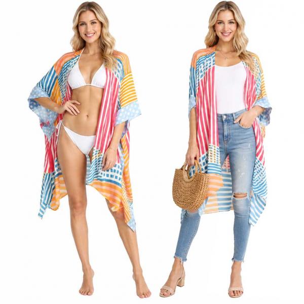 wholesale 3668 - Jessica's Kimonos  2106/2 - Stripes and Dash Print
 - One Size Fits Most