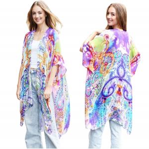 Wholesale 3668 - Jessica's Kimonos  5001 - Multi<br> 
Paisley Print Kimono - One Size Fits Most