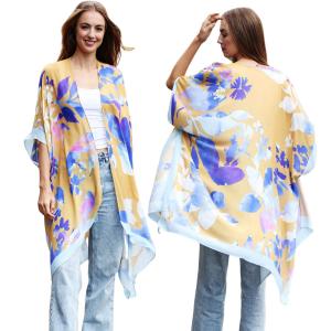 Wholesale 3668 - Jessica's Kimonos  5005 - Mustard Multi<br> 
Leaves Print Kimono - One Size Fits Most