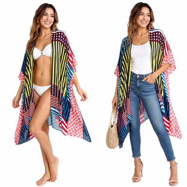 wholesale 3668 - Jessica's Kimonos  2106/3 - Stripe and Dash Print - One Size Fits Most