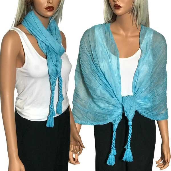 wholesale 3669 - Tasseled  Cotton Summer Shawls 3669 - Light Blue - 