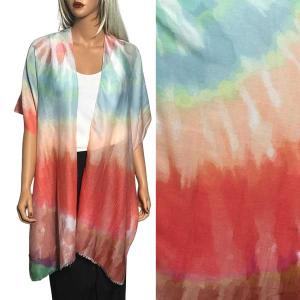 Wholesale  5022 - Coral Multi<br>Tie Dye Kimono
 - 