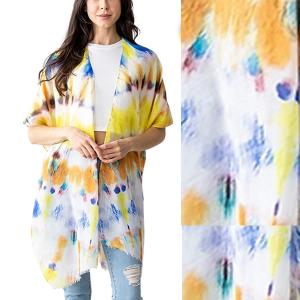 Wholesale  5024 - Yellow Multi<br>Tie Dye Kimono
 - 