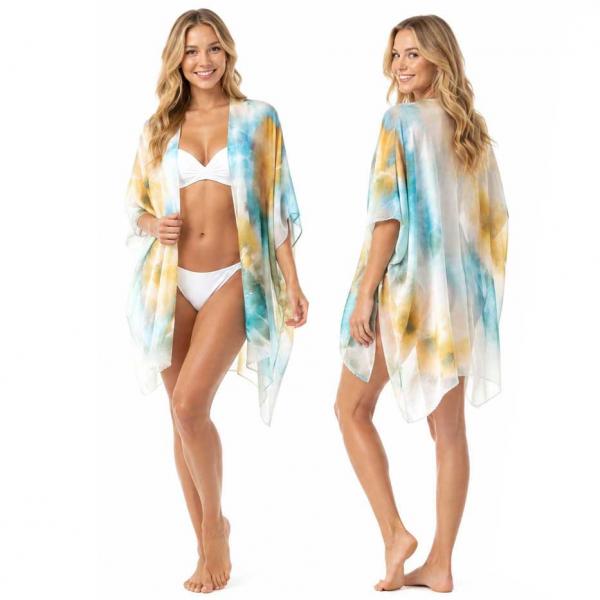 wholesale 3671 - Tie Dyed Kimonos  5023 - Yellow Multi
 - One Size Fits Most