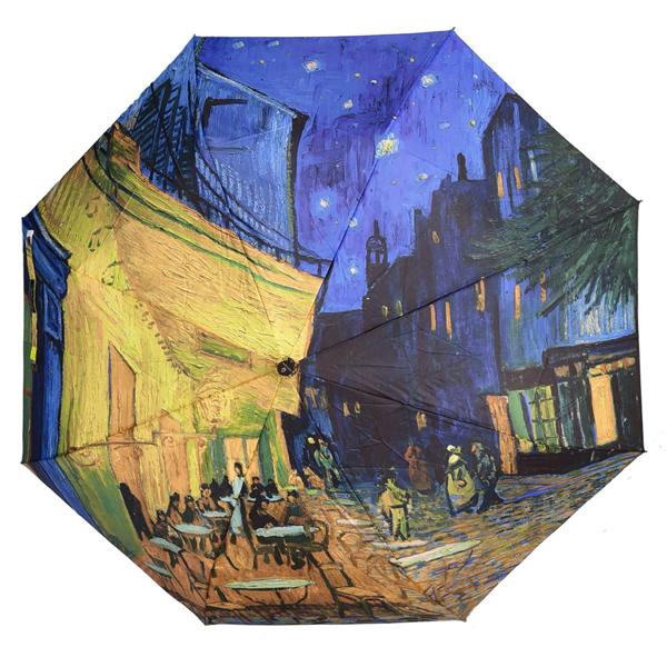 3672 - Art Design Umbrellas #06 - Cafe Terrace at Night<br>
Compact Umbrella - Short