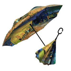 Wholesale 3672 - Art Design Umbrellas #06 - Cafe Terrace at Night<br>
Inverted Umbrella - Long