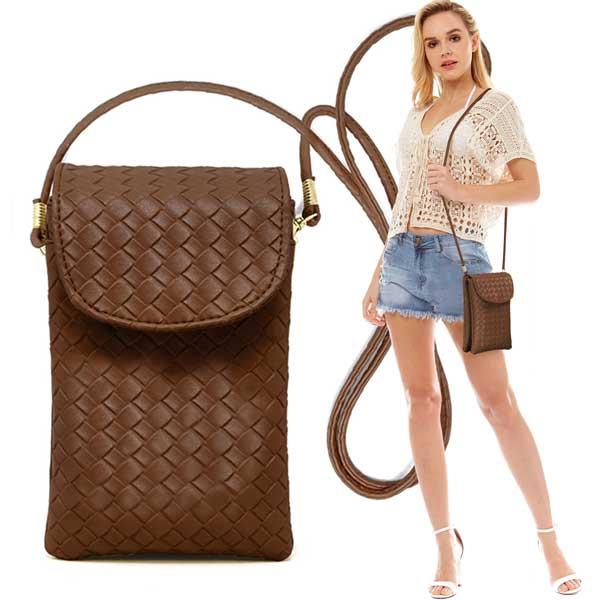 Wholesale 3674 - Vegan Leather Bags 334 - Brown<br>
Vegan Leather Crossbody Bag - 