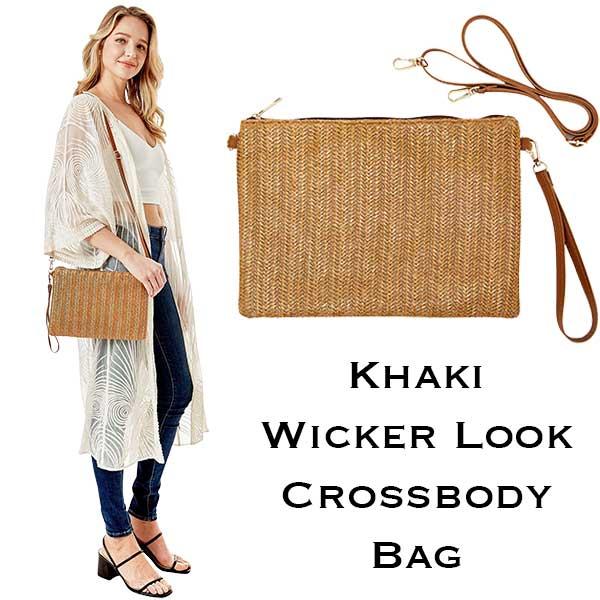 wholesale 2011 - Wicker Look Summer Bags 305 - Khaki<br>
Wicker Look Crossbody Bag - 