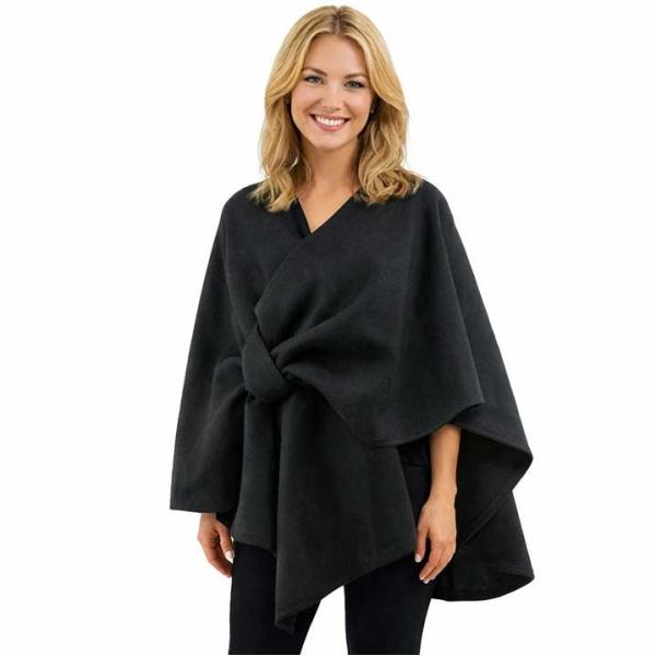 wholesale LC16/T - Luxury Wool Feel Loop Cape Black  - One Size Fits Most