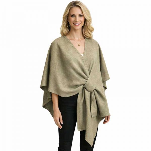 wholesale LC16/T - Luxury Wool Feel Loop Cape Taupe - One Size Fits Most