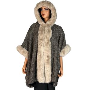 Wholesale  LC17 - Black/Gold<br>
Hooded Fur Trimmed Cape - 