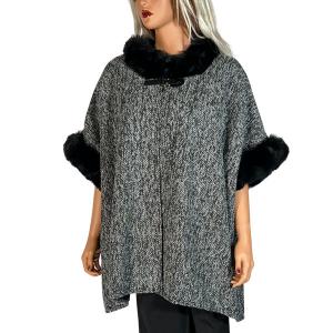 Wholesale  LC18 - Black/Silver<br>
Fur Trimmed Cape - 