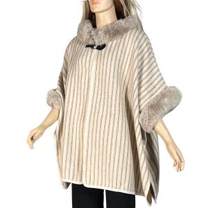 LC19 - Striped Fur Trimmed Cape LC19 - Ivory Stripes - 