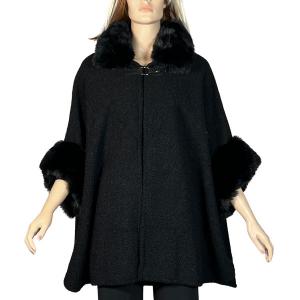 LC20 - Wooly Fur Trimmed Cape LC20 - Black<br>
Wooly Fur Trimmed Cape - 