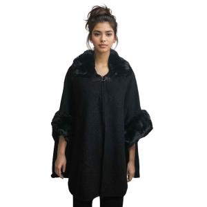 LC20 - Wooly Fur Trimmed Cape LC20 - Black<br>
Wooly Fur Trimmed Cape - 