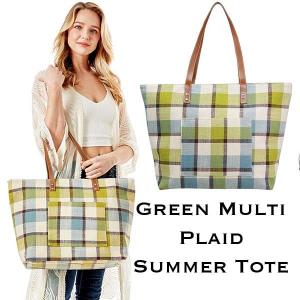 318 - Plaid Summer Tote Bags 318 - Green Multi Plaid - 20