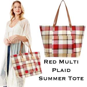 318 - Plaid Summer Tote Bags 318 - Red Multi Plaid<br>
Summer Tote - 20