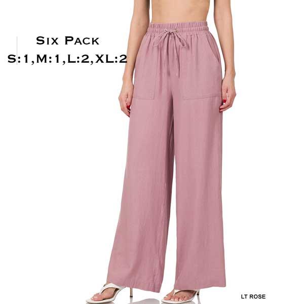 wholesale 1105 - Soft Linen Blend Pants  1105 - Light Rose Six Pack - S:1,M:1,L:2,XL:2