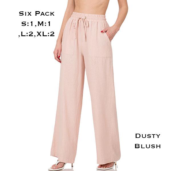 wholesale 1105 - Soft Linen Blend Pants  1105 - Dusty Blush Six Pack - S:1,M:1,L:2,XL:2
