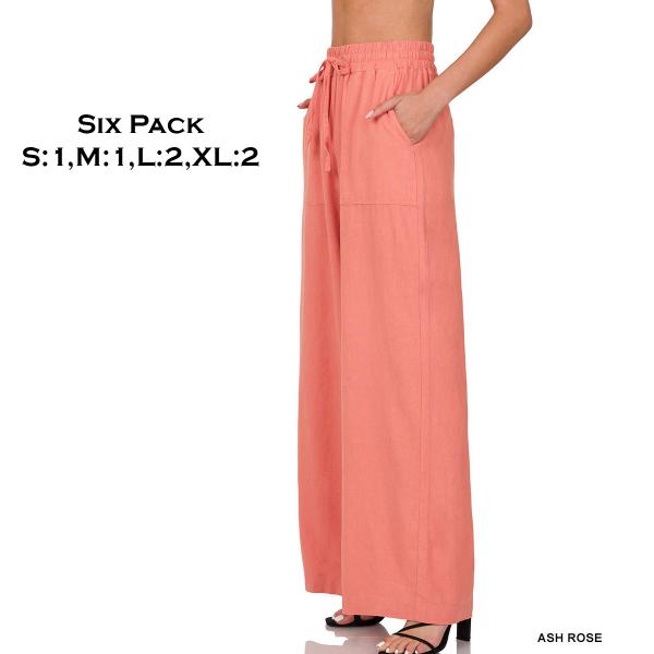 wholesale 1105 - Soft Linen Blend Pants  1105 - Ash Rose Six Pack - S:1,M:1,L:2,XL:2