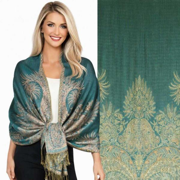 wholesale JT014 - Woven Paisley Shawls A12 Teal - 