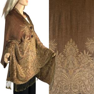 Wholesale  3691 - A03 Brown<br>
Woven Paisley Button Shawl - 