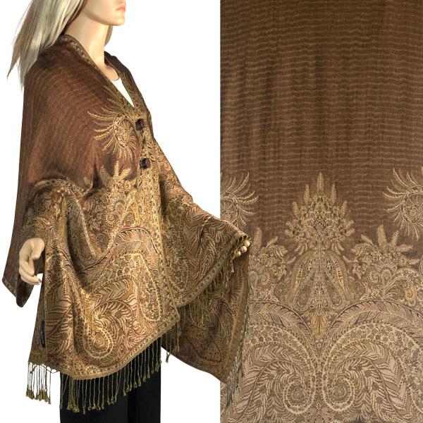 wholesale 3691 - Woven Paisley Button Shawls 3691 - A03 Brown<br>
Woven Paisley Button Shawl - 