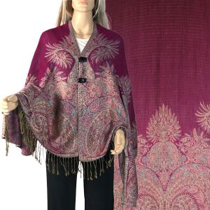 Wholesale  3691 - A06 Magenta<br>
Woven Paisley Button Shawl - 