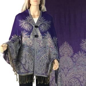Wholesale  3691 - A08 Purple<br>
Woven Paisley Button Shawl - 
