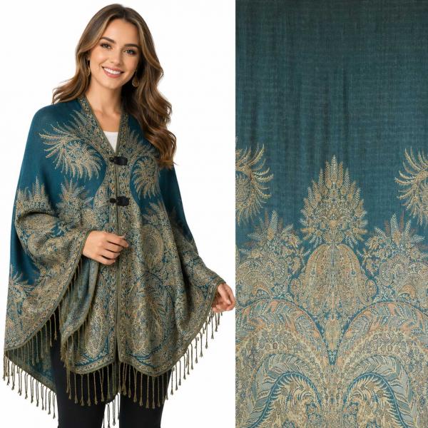 wholesale 3691 - Woven Paisley Button Shawls 3691 - A12 Teal<br>
Woven Paisley Button Shawl - 