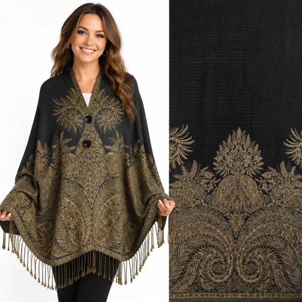 wholesale 3691 - Woven Paisley Button Shawls 3691 - A01 Dark Tones<br>
Woven Paisley Button Shawl - 