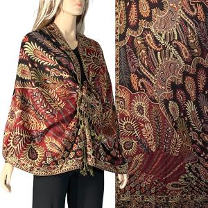 3694 - Feathers Print Woven Shawls 3694 - A01 Burgundy Multi<br>
Feathers Woven Shawl - 